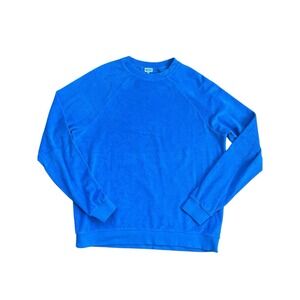 Kule Women's Blue The Terry Franny Long Sleeve Pullover Top Size Small